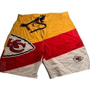 NFL Kansas City Chiefs Swim Trunk Boardshorts Sz 38'' (39”) Drawstring Not Lined